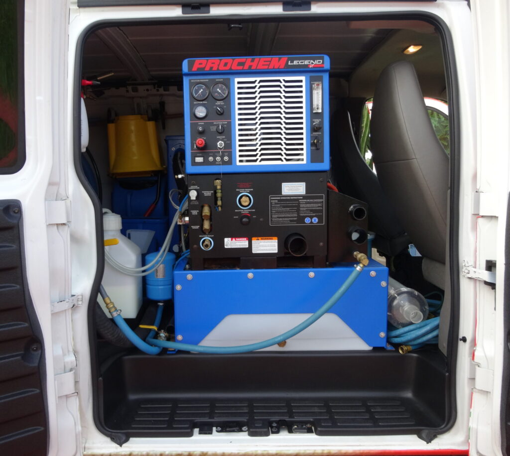 Professional truck mounted steam cleaning equipment used for carpet and upholstery cleaning in Miami